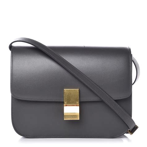 celine box anthracite|CELINE Box Calfskin Medium Classic Box Flap Bag Anthracite .